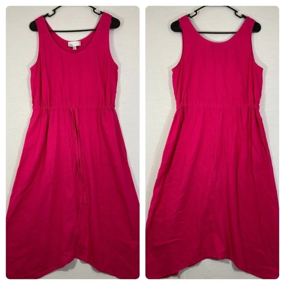 Nordstrom‎ Rack Pink Linen Blend Tie Front Midi Dress Small